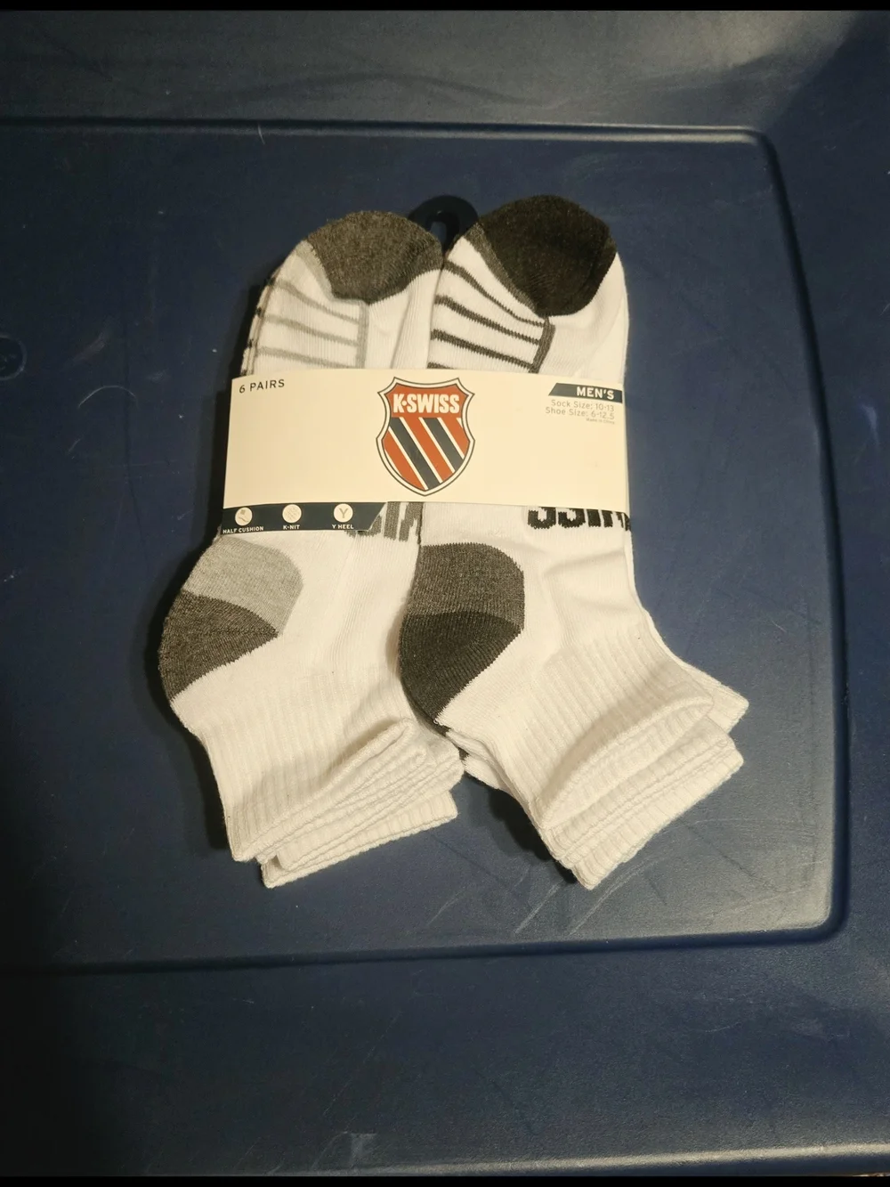 K-Swiss Men's White & Gray Low-Cut Athletic Socks - Pack of 6